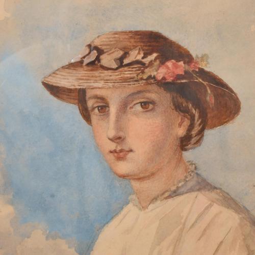 ESCUELA INGLESA, SIGLO XX. "Retrato joven con sombrero".
