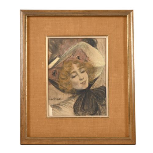 CARLOS VÁZQUEZ (1869-1944) "Mujer con sombrero".