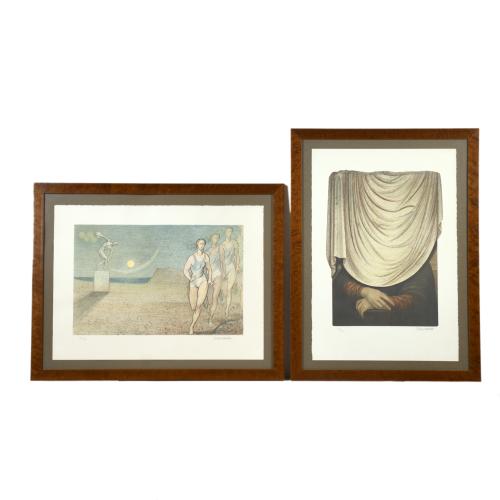 JOSEP MARIA SUBIRACHS (1927-2014). Pareja de litografías enmarcadas: "L'esport", 1990 y "Gioconda oculta".