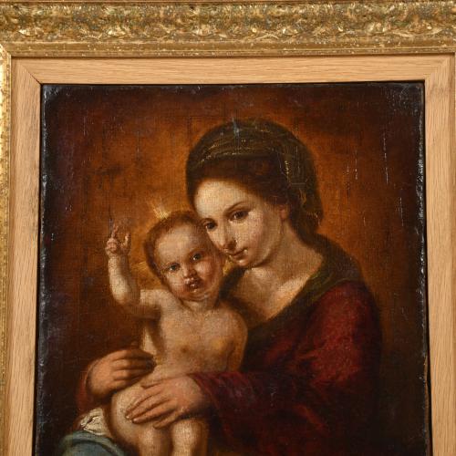 ESCUELA ESPAÑOLA, SIGLO XVIII - XIX.  "Virgen con niño".