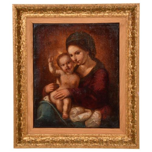 ESCUELA ESPAÑOLA, SIGLO XVIII - XIX.  "Virgen con niño".