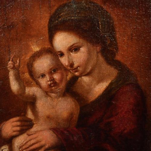 ESCUELA ESPAÑOLA, SIGLO XVIII - XIX.  "Virgen con niño".