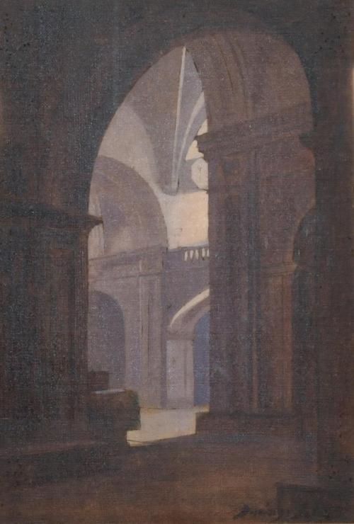 DOMINGO SOLER (1871-1951). "Interior iglesia".