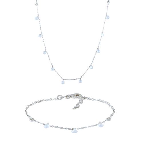 Conjunto de collar y pulsera con circonitas.