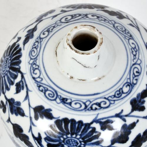 Jarrón Meiping azul y blanco, siglo XX
