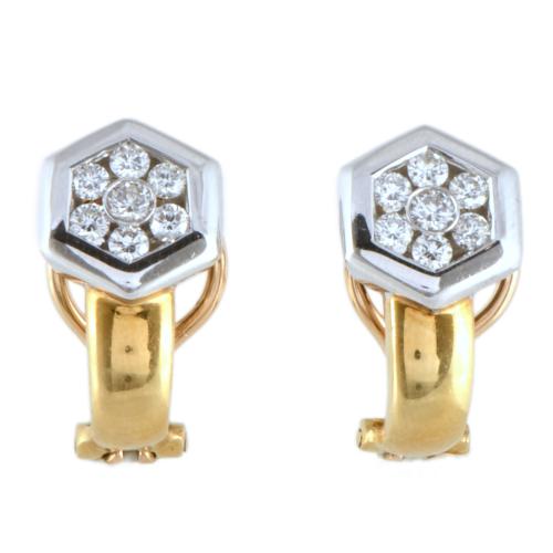 Pendientes en forma hexagonal con diamantes.
