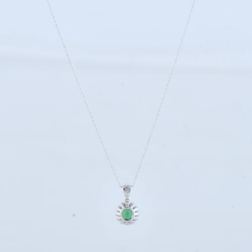 Collar con colgante de topacio verde con rosetón de circoni