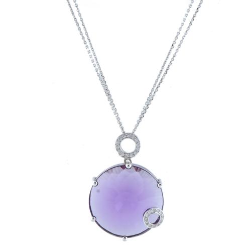 Collar con colgante de gran amatista y diamantes.