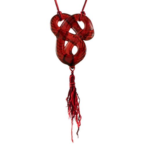 LALIQUE, snake-shaped glass pendant.