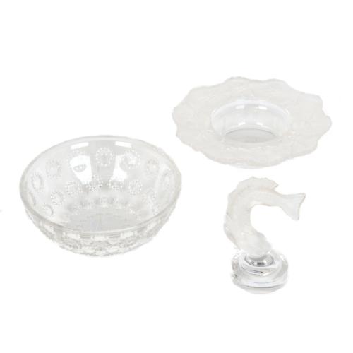 MANUFACTURA LALIQUE. Lote de 3 centros de mesa 
