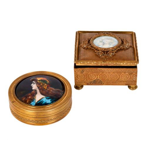 Lote de dos cajas francesas, circa 1900