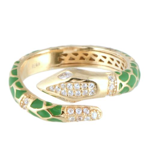 Sortija en forma de serpiente con esmalte y circonitas.