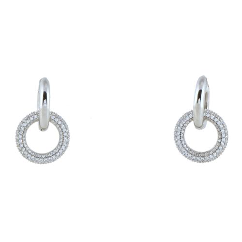 Pendientes con doble aro y circonitas.