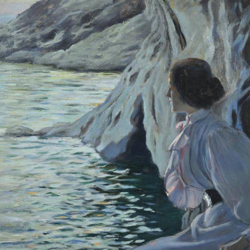 LAUREÀ BARRAU BUÑOL (1864-1957) "Mujer mirando al mar".