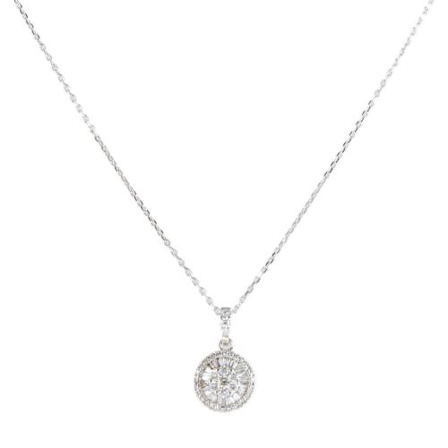Collar con colgante rueda con rosetón de diamantes.