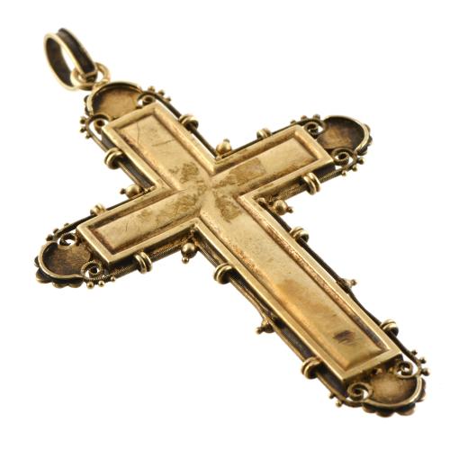 Pendant cross with pearls.