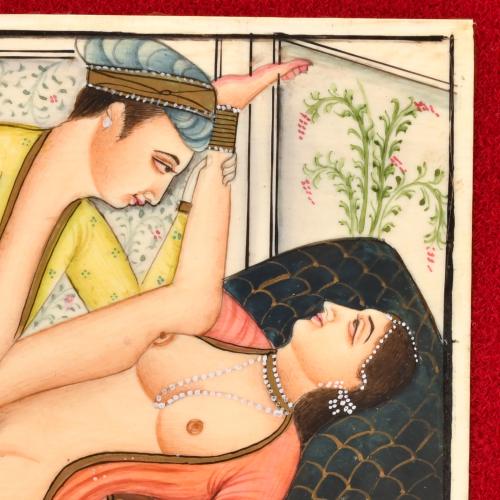 ESCUELA INDIA - PAHARI, PPS. SIGLO XIX.  Pareja de ilustrac