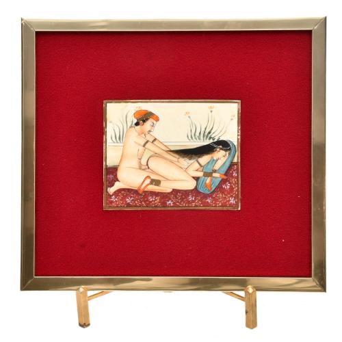 ESCUELA INDIA - PAHARI, PPS. SIGLO XIX.  Ilustración erótic