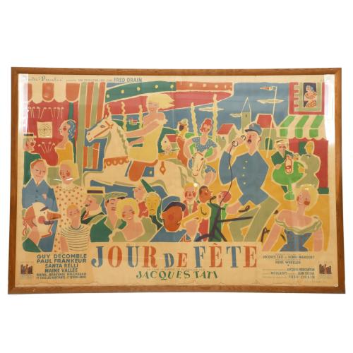 Cartel original para la película "Jour de Fête", 1949. Diri