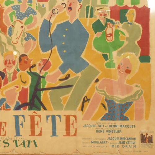 Cartel original para la película "Jour de Fête", 1949. Diri