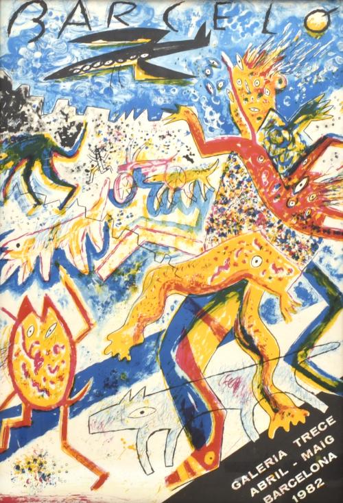MIQUEL BARCELÓ (1957). Cartel  exposición Barceló en Galería Trece, Barcelona,1982.