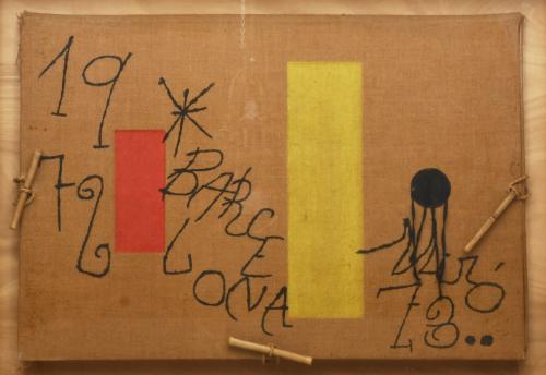 JOAN MIRÓ (1893-1983). Carpeta-Objeto diseñada por Joan Miró, para albergar la serie de grabados "Barcelona" editada por la Sala Gaspar, 1973.
