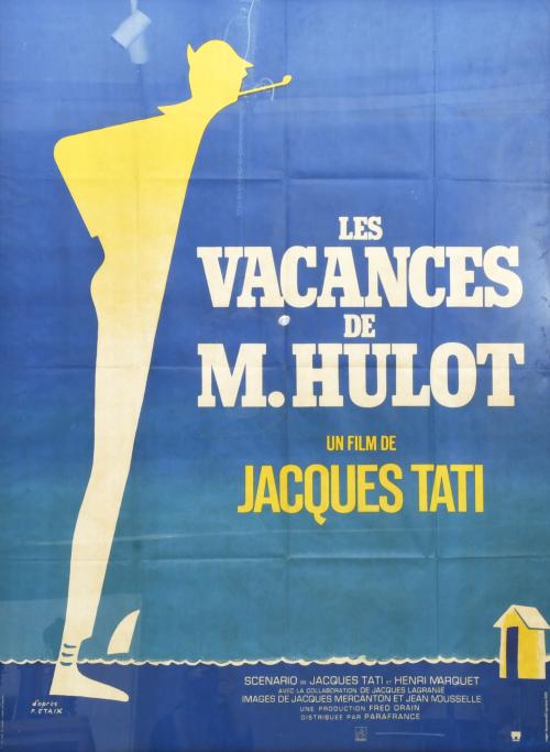Cartel original de la película "Les vacances de M. Hulot", de Jacques Tati.