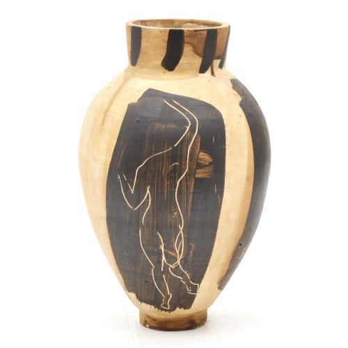 AGUSTÍ PUIG (1957). Painted ceramic vase with incised decor