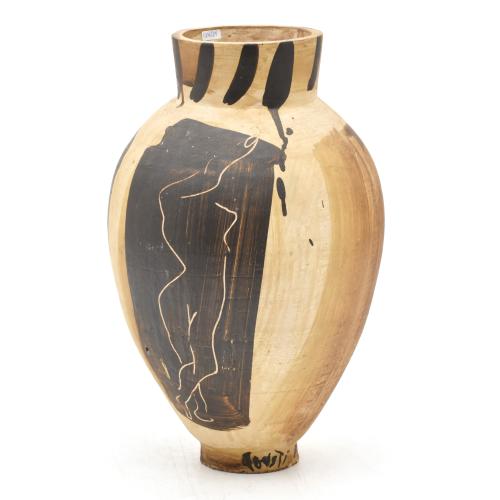 AGUSTÍ PUIG (1957). Painted ceramic vase with incised decor