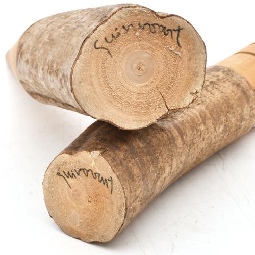 JOSEP GUINOVART (1927-2007). Pareja de bolos en madera tall