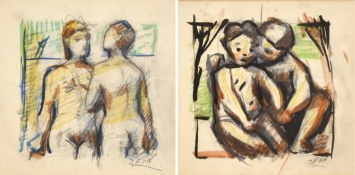 JOSE VILATO RUIZ, "FIN" (1916-1969).  "Niños" y "Estudio al natural", dibujados por ambas caras del papel. 