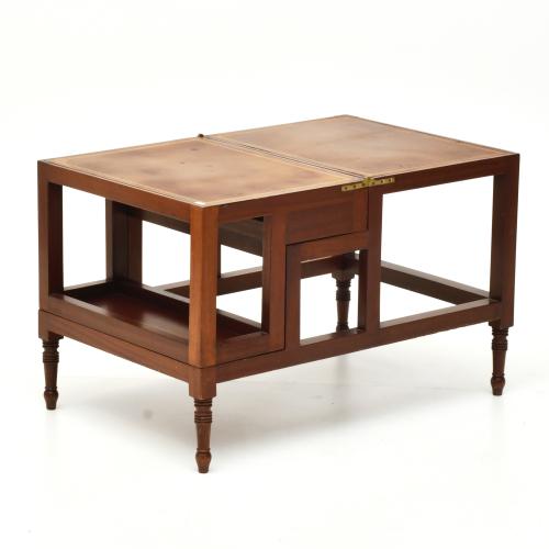 Library ladder convertible into a side table.