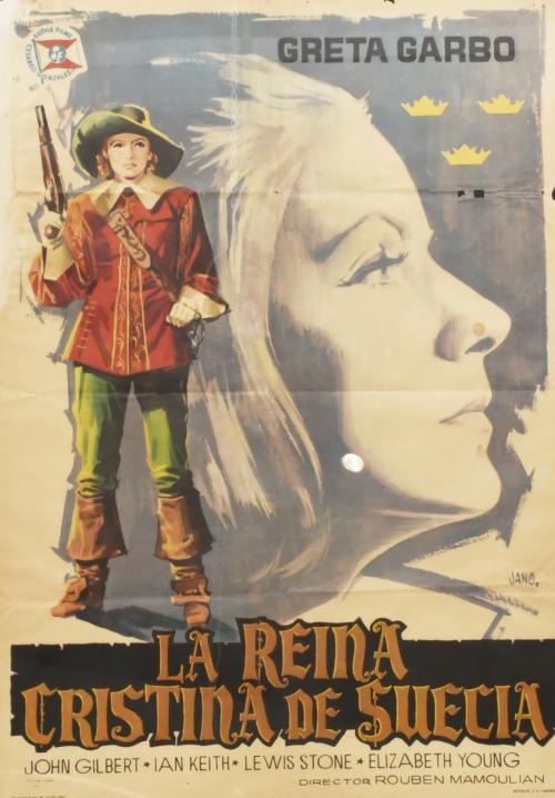 FRANCISCO FERNÁNDEZ-ZARA "JANO" (1922-1992). Cartel original de la película "La Reina Cristina de Suecia", protagonizada por Greta Garbo.