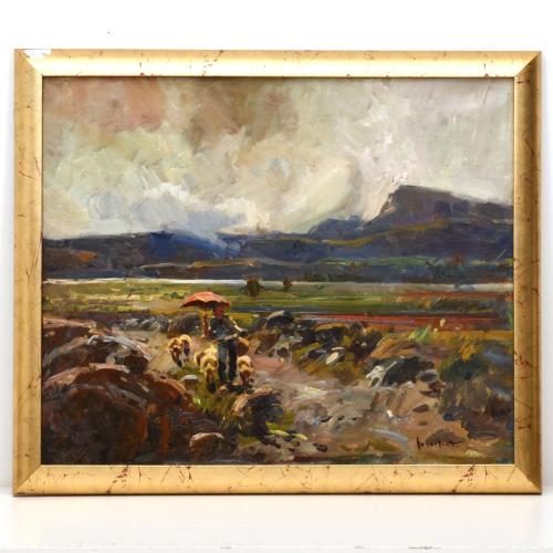 JOSEP SERRASANTA (1916-1998). ‘Landscape with a shepherd an