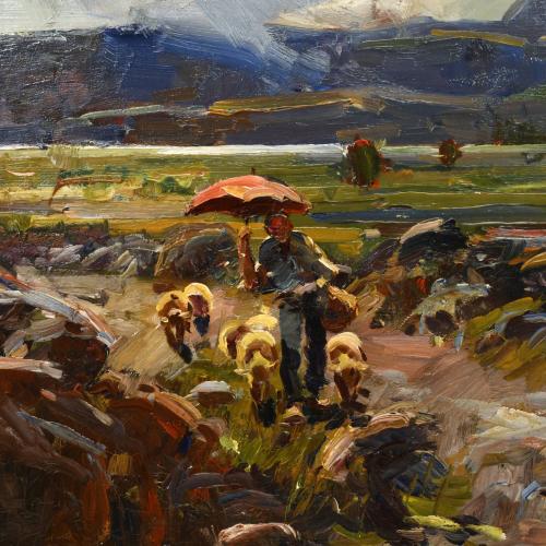 JOSEP SERRASANTA (1916-1998). ‘Landscape with a shepherd an