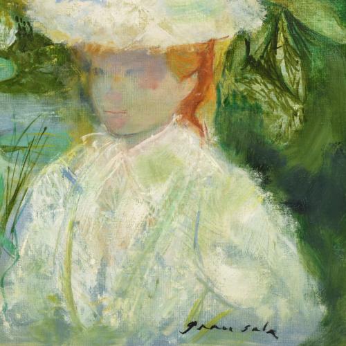 EMILI GRAU-SALA (1911-1975). "Joven de blanco junto al esta