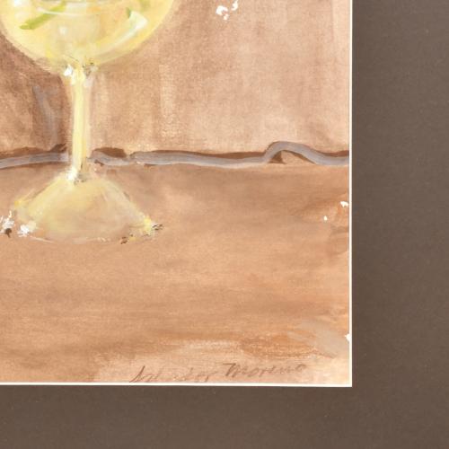 SALVADOR MORENO (1916-1999).  "Bodegón con copa y uvas".