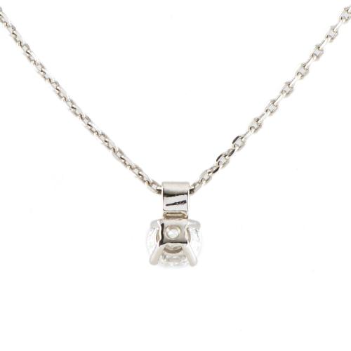 Necklace with a solitaire diamond pendant.