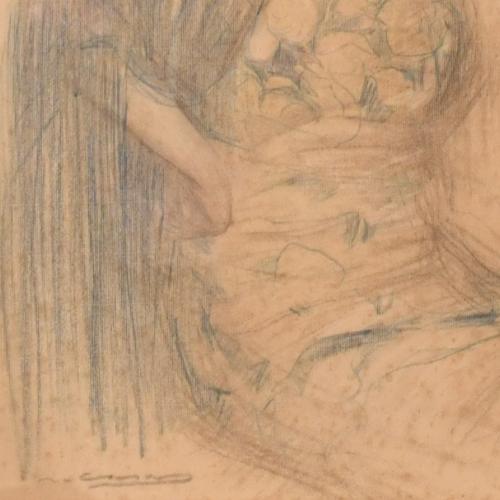 RAMÓN CASAS Y CARBO (1866-1932). "Mujer con mantón y sombre