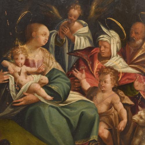 ESCUELA HOLANDESA, SIGLO XVII. "Sagrada Familia con san Jua