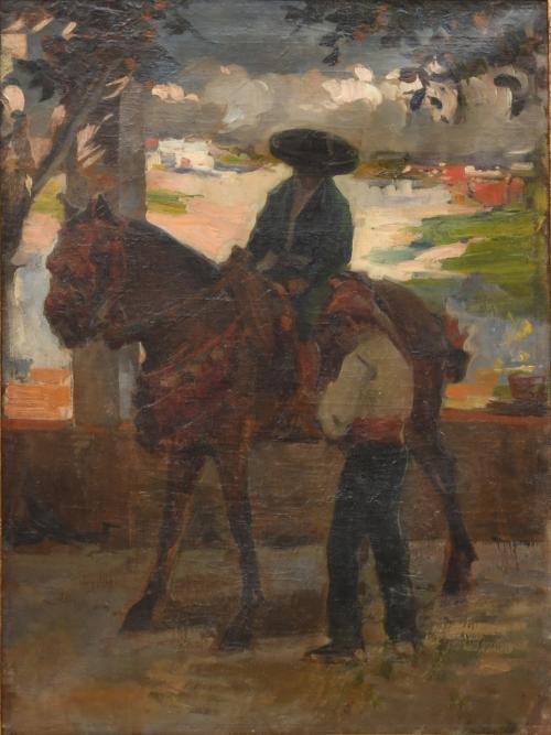 ESCUELA VALENCIANA, SIGLO XX. "Personaje a caballo".