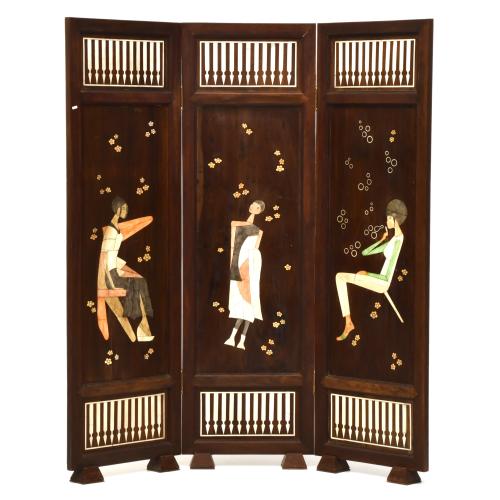 ESCUELA FRANCESA, SIGLO XX. Biombo francés, circa 1970.
