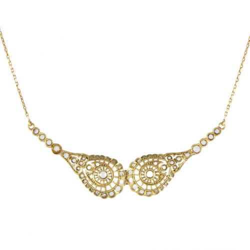 Collar con colgante en forma de pendientes unidos. Con diamantes.