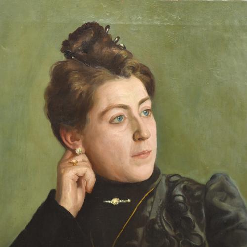 ESCUELA ESPAÑOLA, PPS. SIGLO XX. Pareja de retratos de matr