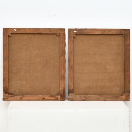 ESCUELA ESPAÑOLA, PPS. SIGLO XX. Pareja de retratos de matr