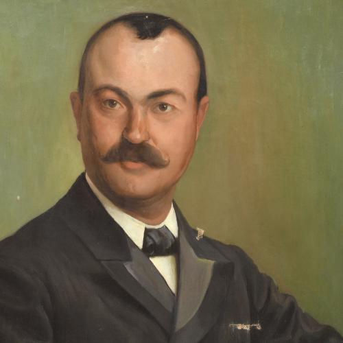 ESCUELA ESPAÑOLA, PPS. SIGLO XX. Pareja de retratos de matr