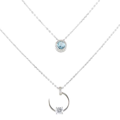 Set of two necklaces with zircons pendants.