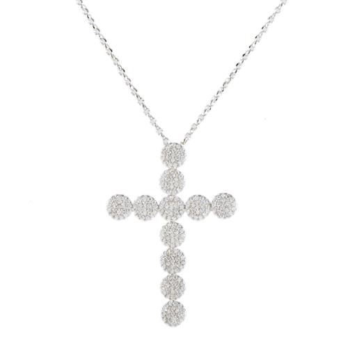 Collar con cruz colgante con circonitas.