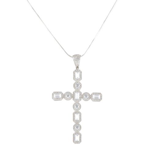 Collar con cruz colgante con circonitas.