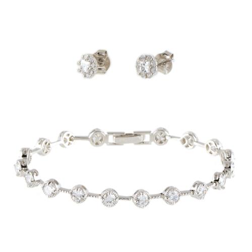 Pulsera y pendientes con circonitas.